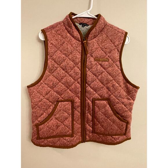 NWOT Simply Southern Womens Medium Herringbone‎ Vest Red & Brown Quilted - Picture 1 of 7